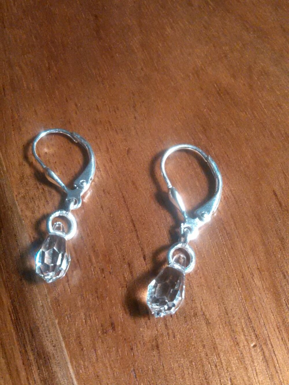 Faceted White Crystal Sterling Silver Dangle Earrings